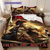Epic Warrior Ascends Flames Bedding (1 * duvet cover + 2 * pillowcase, without core) 2D Flat Duvet cover and pillowcase Soft and comfortable