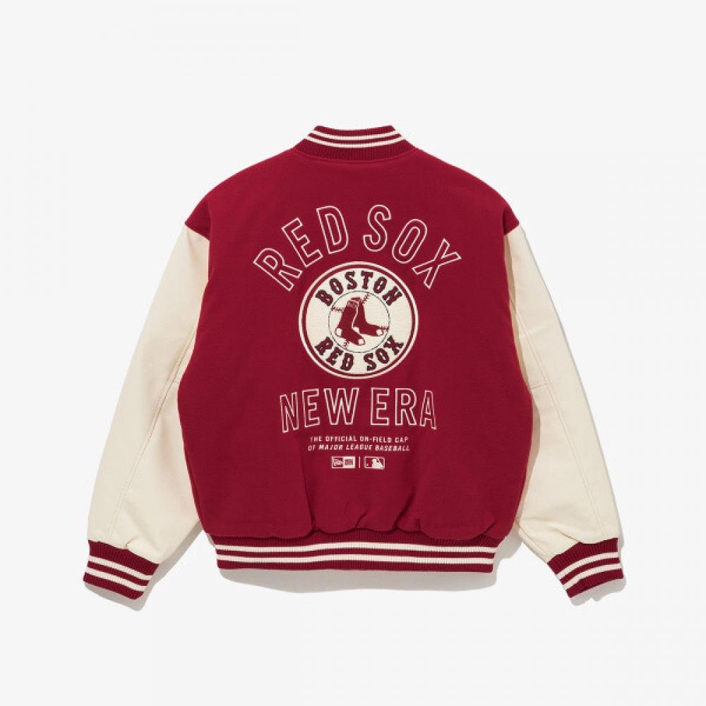 New Era Mlb Boston Red Sox Kurtka Varsity z Naszywkami Czerwona 14742028