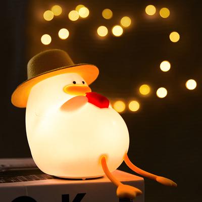 Luce notturna a forma di paperella in silicone, ricaricabile tramite USB, creativa, colorata, con luce d'atmosfera, per bambini, regalo di compleanno, decorazione per camera da letto.