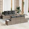 VidaXL 7-Piece Garden Sofa Set with Cushions Grey Poly Rattan Acacia 3356571