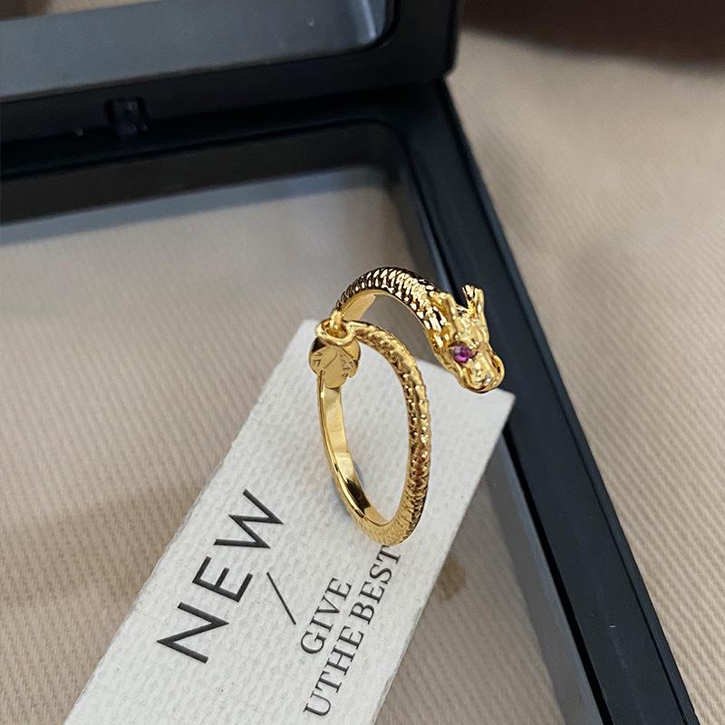 Year of the Dragon Women's Unique High-End Open Ring - Creative Ancient Design