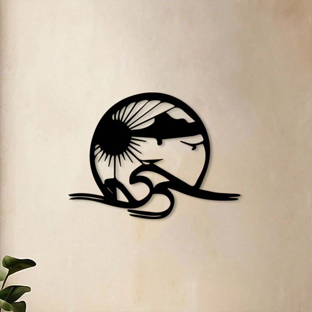 Винтажное Круглое Металлическое Настенное Искусство Абстрактное Черно-Белое