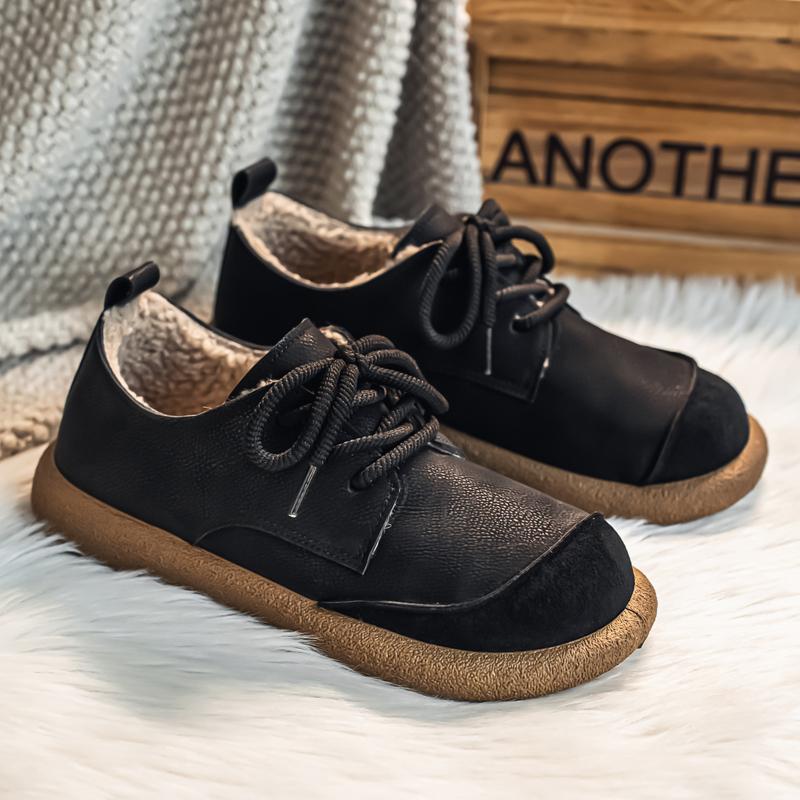 Fashion Cloth Lace-up Decorative Platform Snow Boots Thickened Warm Flat Shoes Winter Women Suede Casual Shoes
