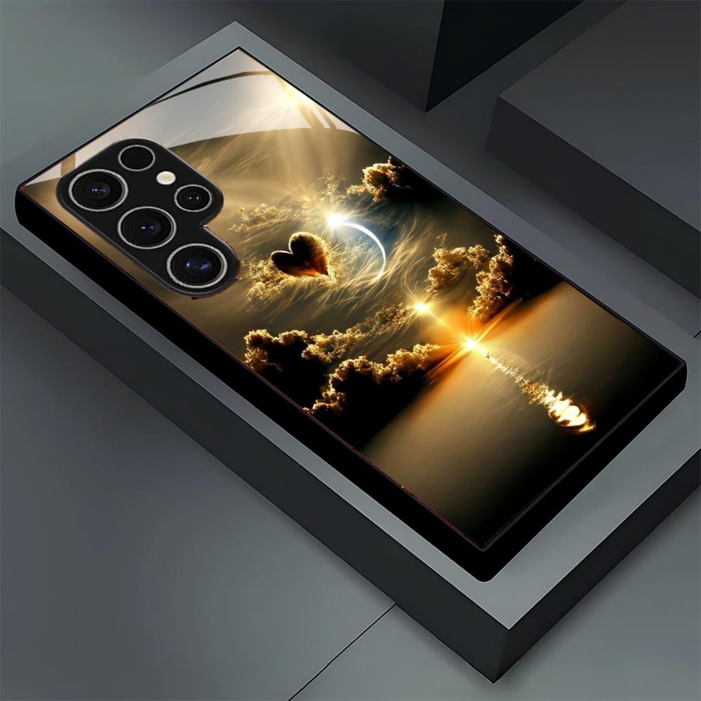 Sunset scenery glass Phone Case For Samsung Galaxy S26 S25 S24 S22 S23 Ultra S21 S20 Plus 5G Non-Slip Full Cover