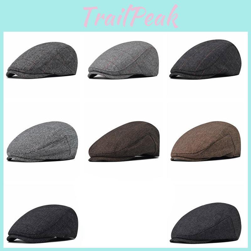 Lattice Cotton Pattern Beret Hat For Men With Adjustable Casual Outdoor Travel