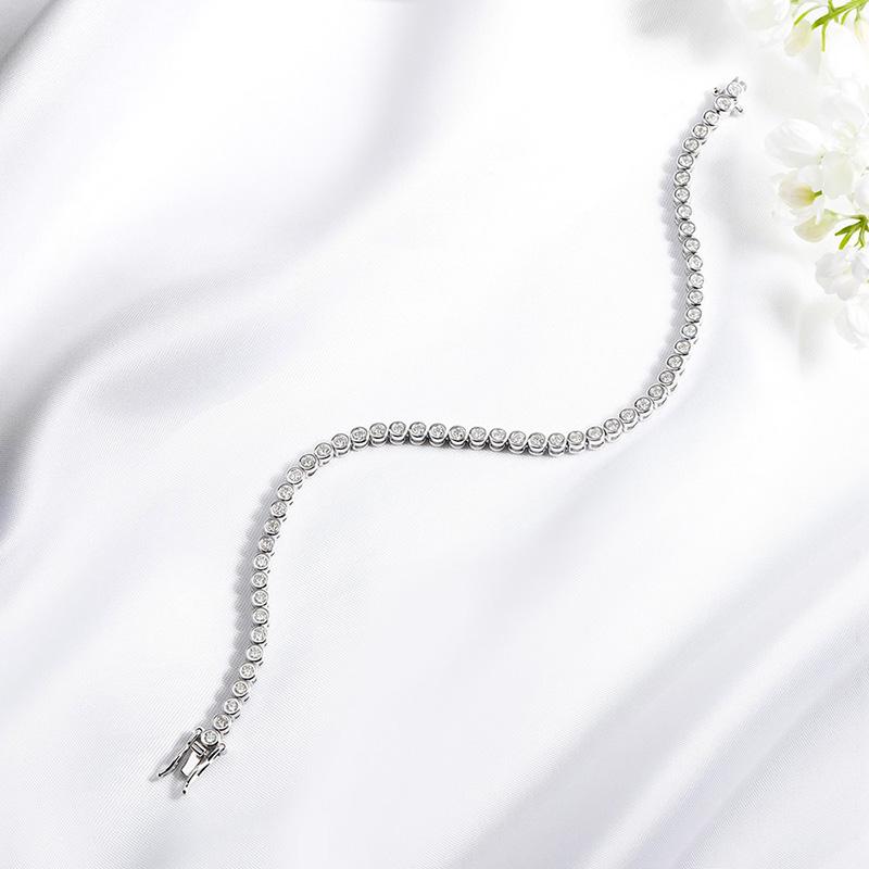 Smyoue 3 Colors 2/3mm Bubbles All Moissanite Tennis Bracelet for Women Men Bangles Full Diamond Pure 925 Silver Chain Jewelry