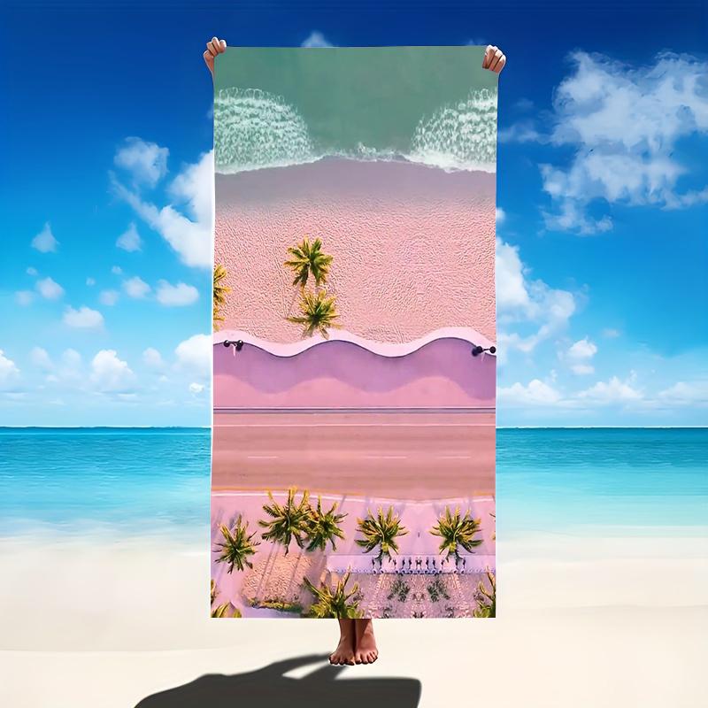 Beach towels retro summer aerial photography style seaside vacation quick drying bath towels