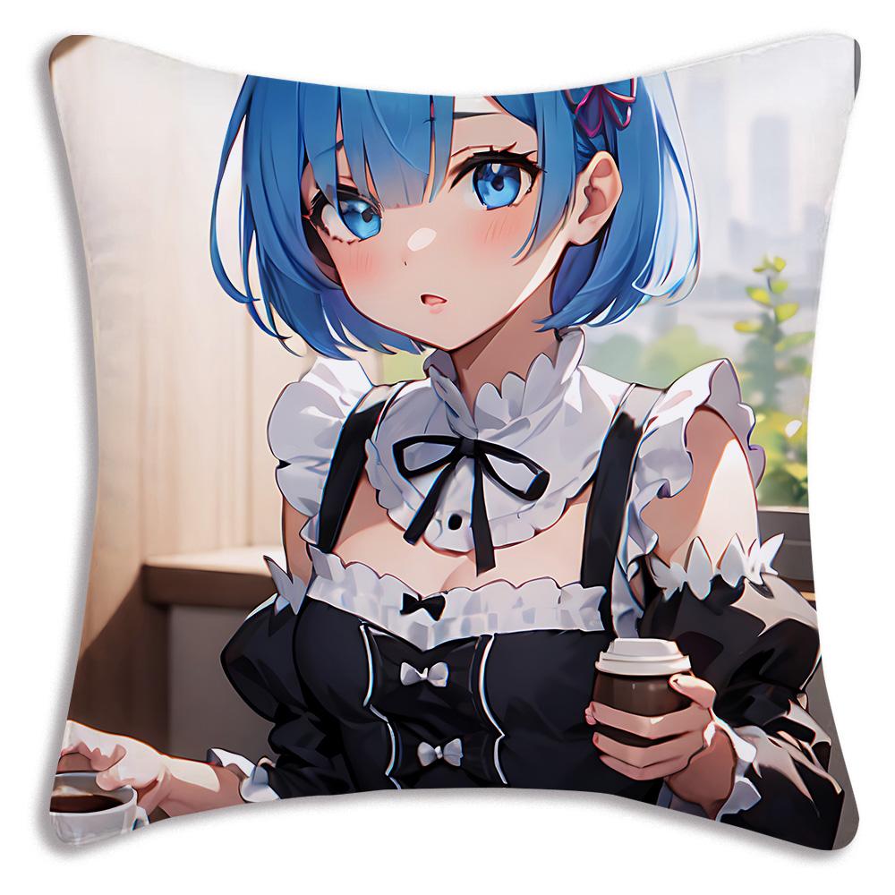Re:Life Different World Zero Rem Pillow Covers Cartoon Sofa Decorative Home Double-Sided Printing Short Plush Cute Cushion Cover