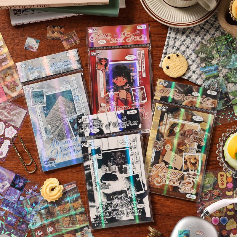 20 Sheets Vintage Japanese Retro Style Sticker Book, Nostalgic Showa Texture, Journal Diary Decor Material