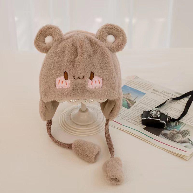 Infant hat winter new cute super cute cartoon plush pullover hat boys and girls baby warm ear hat tide