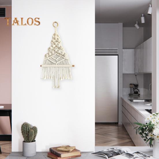 Wall Hanging Tapestry with 17 Accessories Manual Braided Bohemian Style Hollow Out Dorm Home Hotel Wall Decoration Christmas Tree Hanging Pendant