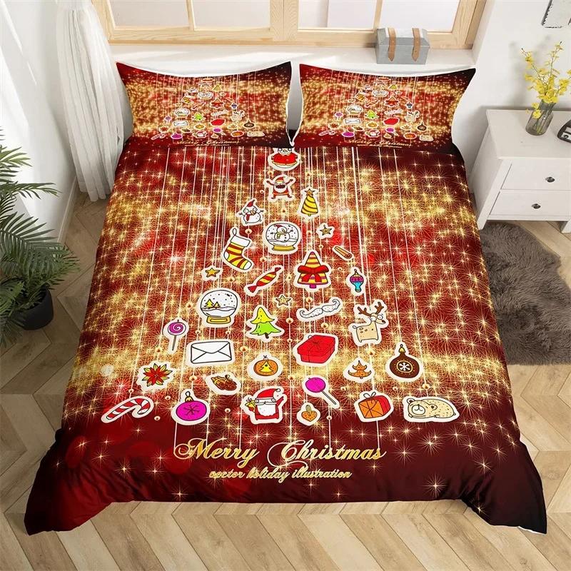 Cute Sloth Duvet Cover Set Rainbow Merry Christmas Bedding Set Single Queen Polyester Cartoon Animal Quilt Cover For Girls Teens EU Single(135*200cm)3pcs