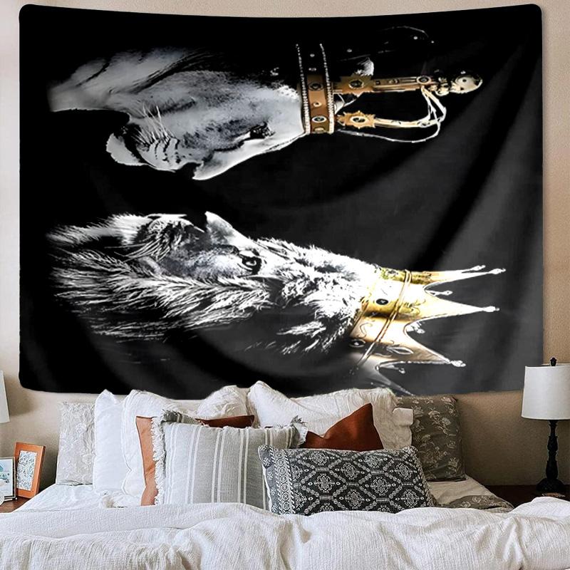 Lion Portrait With Flowers Tapestry Room Decoration Wall Hanging for Living Room Bedroom, dormitory, Birthday and Christmas gifts