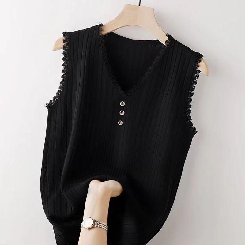 

Women s Plus Size Lace Camisole Vest - Sleeveless V-Neck Outerwear & Base Layer for Spring/Summer 3XL [Recommended 140-160 jin]