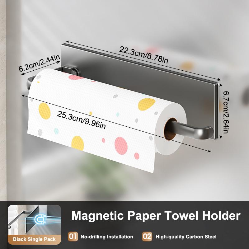 Magnetic Self-Adhesive Wall-Mounted Tissue Holder With Cling Film, Easy Magnetic Installation, Suitable For Kitchen, Bathroom