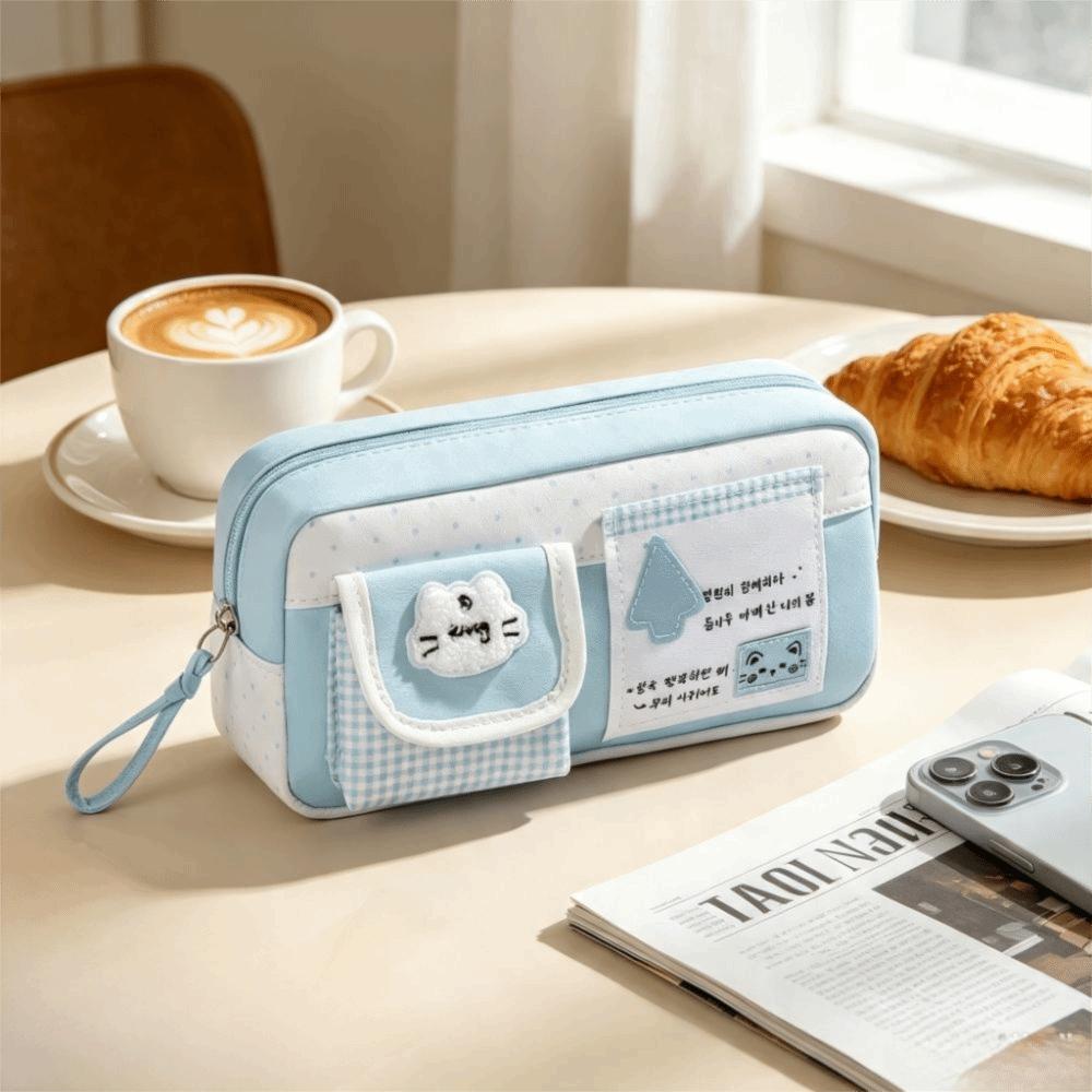 Cartoon Print Pencil Pouch Large Capacity Pen Bag Kawaii Pencil Case Elementary School