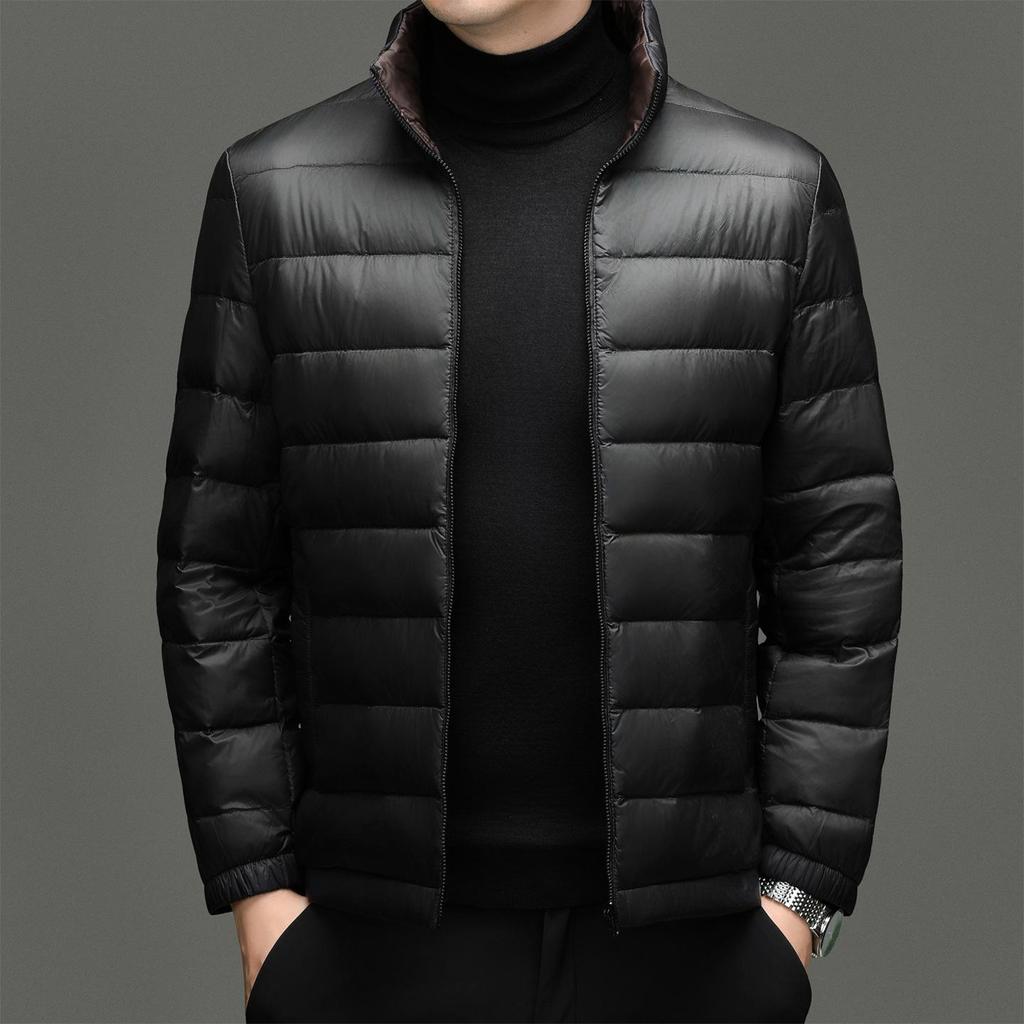 Men's Fashionable Hooded Winter Jacket with Detachable Liner - 90% Duck Down, Cold-Resistant, Ideal for Middle-Aged