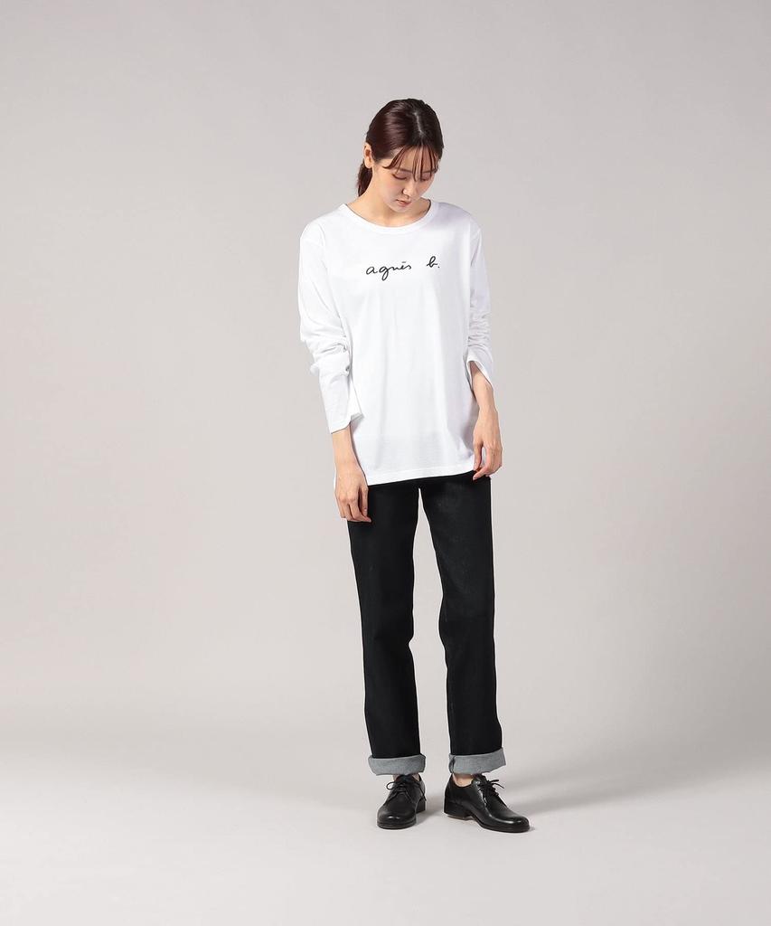 Logo long size white [Agnes b.] T-shirt, sleeves, S137, TS, women's, 0330S137, 3,