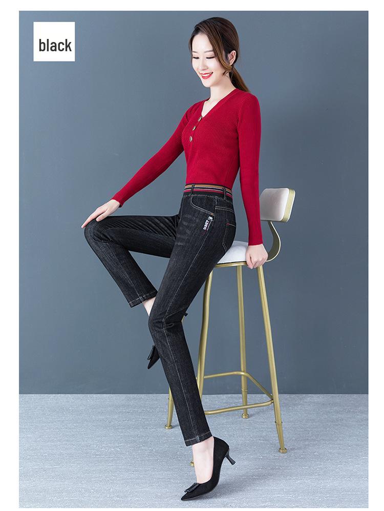 Woodpecker High-Waisted Stretch Skinny Jeans for Women - 2025 Slimming Elastic Pants for Spring/Autumn