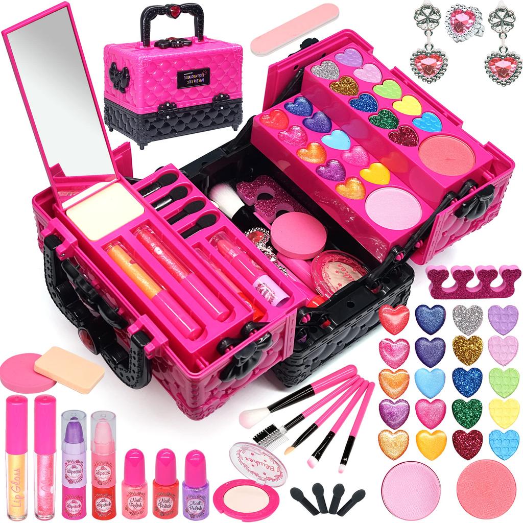 Kids Makeup Kit for Girls Washable Kids Makeup Kit with Realistic Makeup for Little Pretend Play Makeup Perfect for Toddlers Ages Gift Idea - Girls,