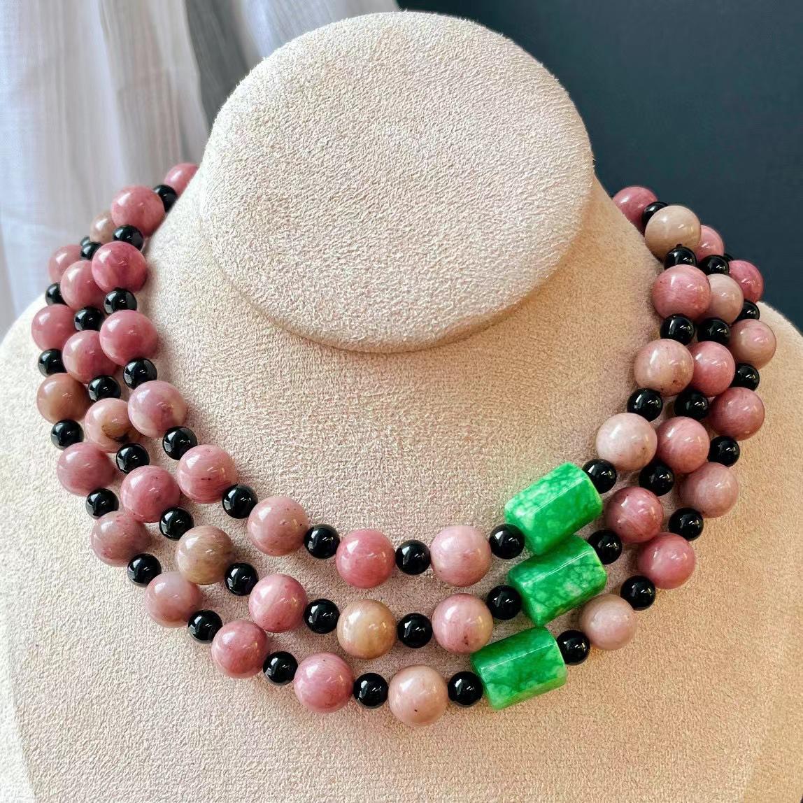 

Vintage Mahogany Pattern Atmosphere Necklace Collarbone Chain Premium Handmade Beaded Necklace
