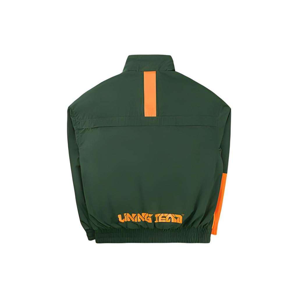 Li Ning Color Block Brand Print Logo Zip Stand Collar Jacket Unisex Jacket Green AJDQ133-2