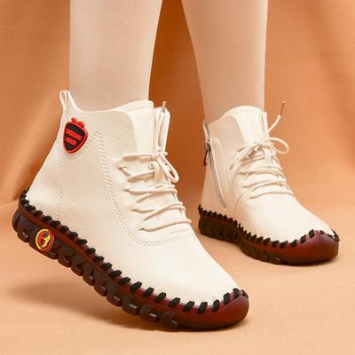 Beliebte handgenähte Damen-Schuhe High-Top Baumwollschuhe Freizeitschuhe Winter Samt warm weichsohlig rutschfest Mutter Schuhe