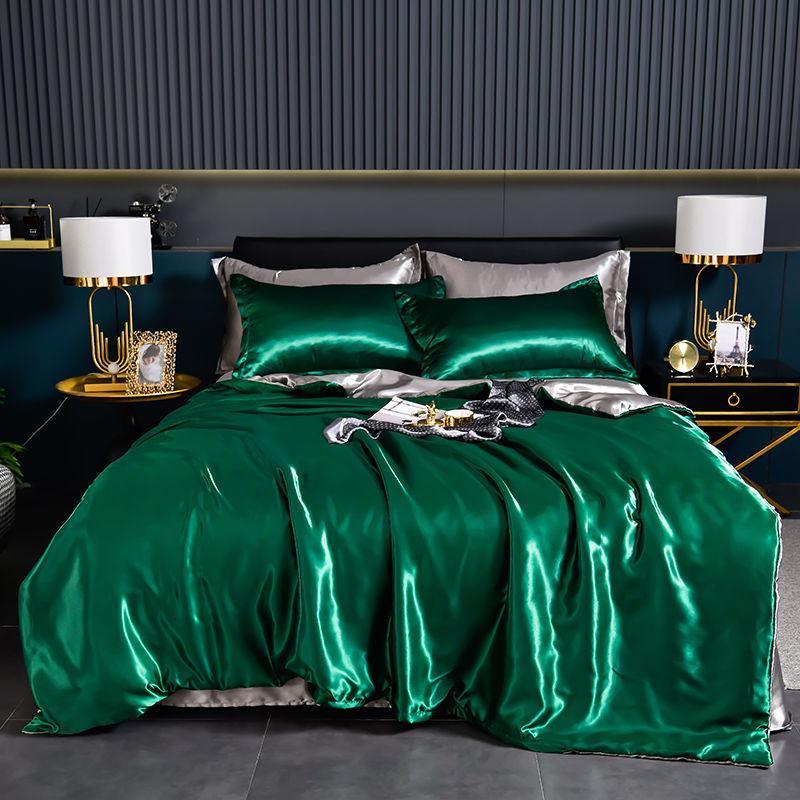 Luxury Blending Natural Mulberry Silk Duvet Cover Set with Fitted Sheet High-end Satin Silky King Size Bedding Set Queen Bed Set