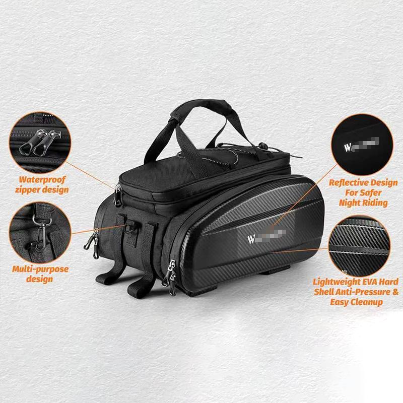 Waterproof Hard Shell Bike Rear Rack Bag 11/31L Reflective Oxford EVA Bicycle Trunk Pannier for Commuting Touring E-Bike