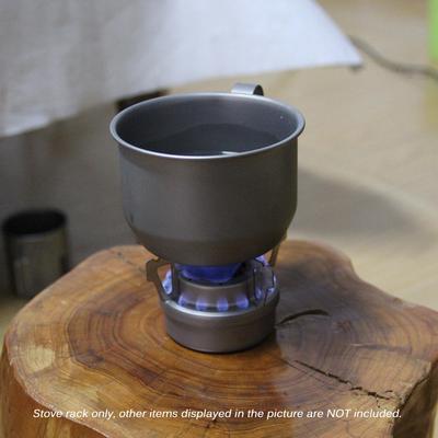 TOMSHOO Outdoor Titanium Alcohol Stove & Rack Combo Set Mini Ultralight Portable Liquid Alcohol Stove with Cross Stand Stove Rac