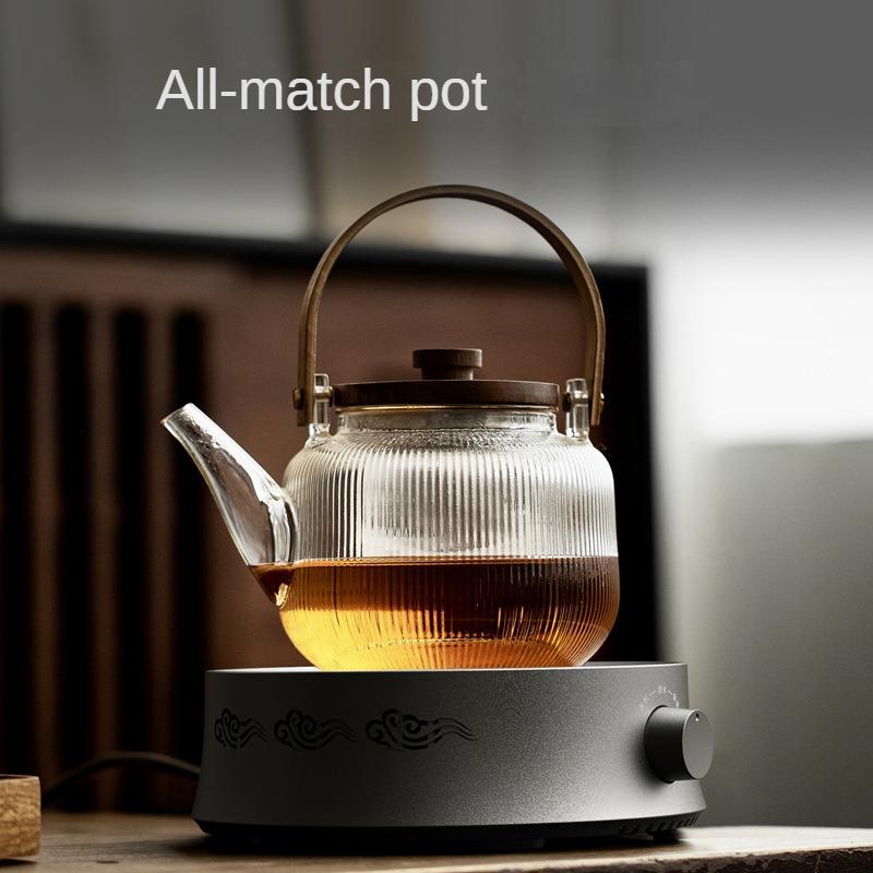 220V Electric Stove With Glass Tea Pot Steam Dessert Stove Household Water Kettle Induction Cooker