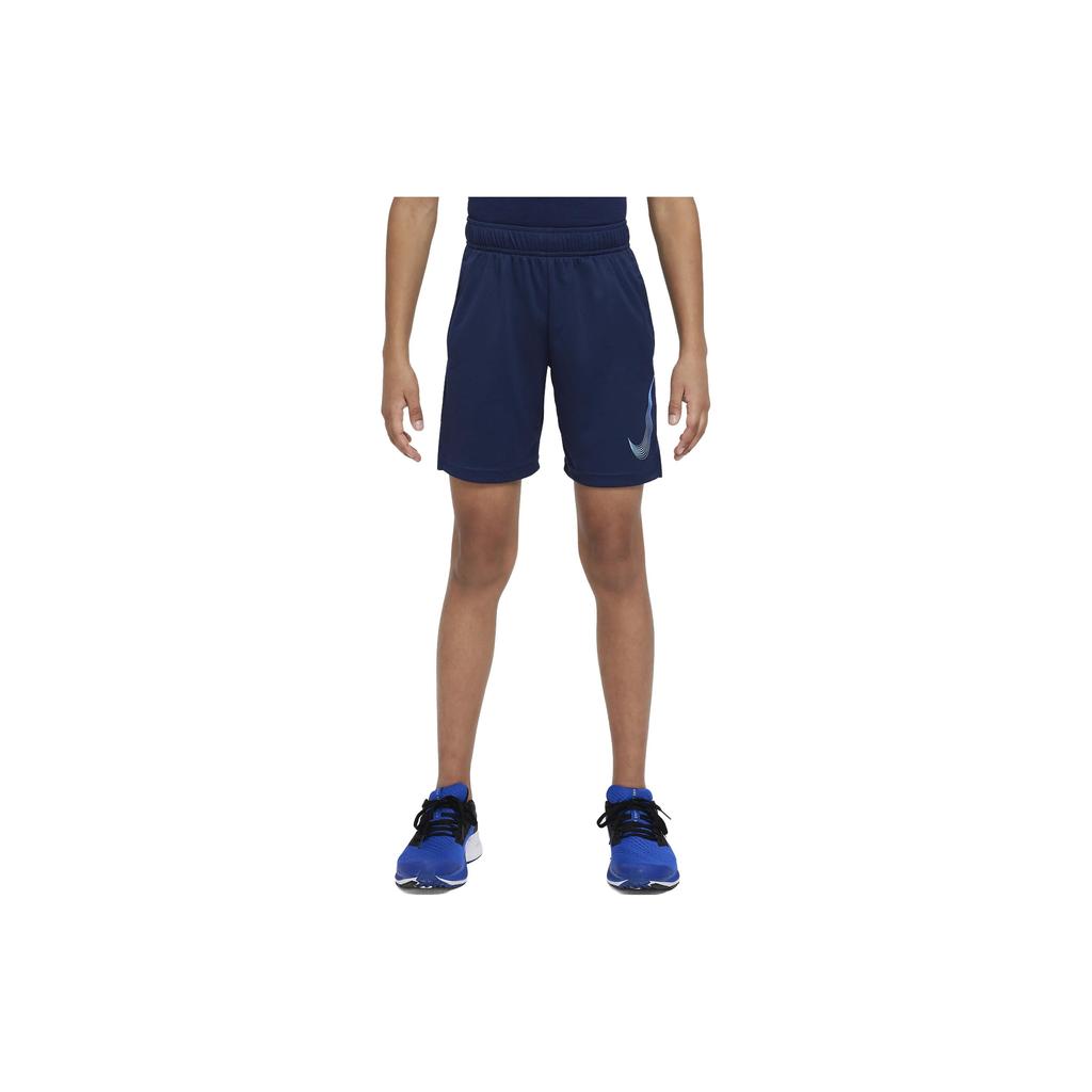 Nike Dri-FIT Logo Print Elastic Waist Straight Leg Kids Shorts Kids shorts Navy-Blue DM8537-410