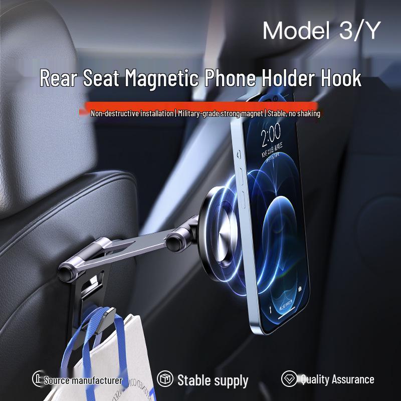 Magnetischer Halter Haken für Tablet & Handy für überarbeitetes Tesla Model Y/3 Rücksitz