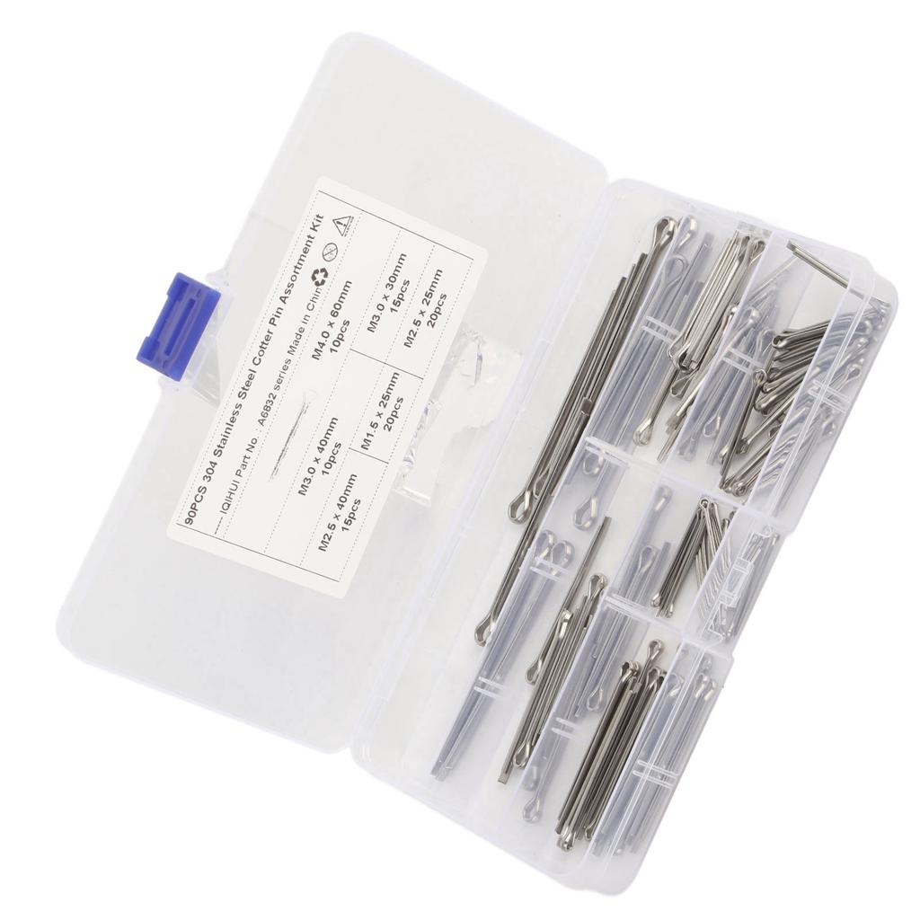 Stainless Steel Cotter Pin Fastener Kit 6 Size M1.6x25 M2.5x25 40 M3.0x30 40 M4x60 for Auto Truck Garage Workshop Repair