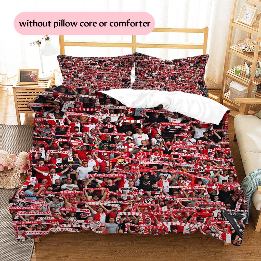SK Slavia Praha Pattern Bedding Home Decoration Birthday Gift (1 * Duvet Cover + 2 * Pillowcase, Without Core)