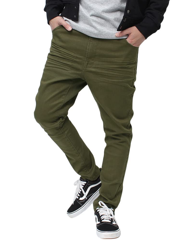 

One Colors Men s Sarouel Pants, One-Wash Stretch Skinny Denim Cargo Pants, XL, Khaki (Chino)