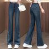 New Chinese Embroidered Small Jeans Women's Spring and Autumn New High-waisted Thin Versatile Bell Pants
