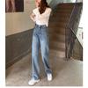 Winter Thick Warm Fleece Straight Jean Pants Vintage Jeans Woman's High Waist 2022 Blue Wide Leg Denim Trouser Baggy Casual