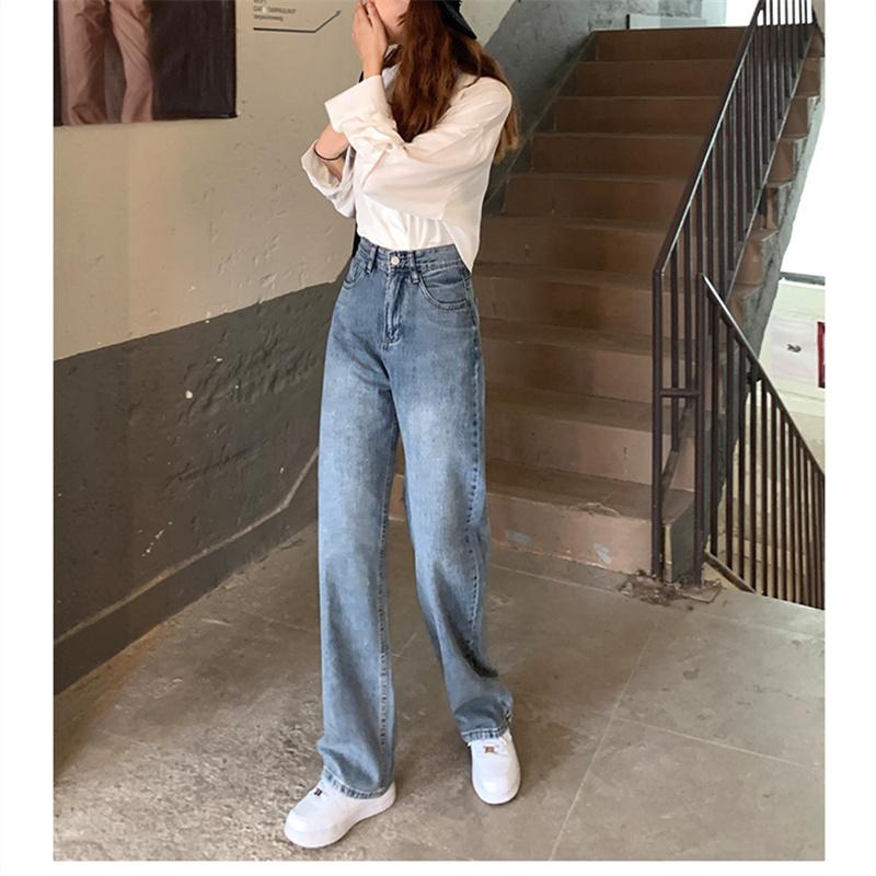 Winter Thick Warm Fleece Straight Jean Pants Vintage Jeans Woman's High Waist 2022 Blue Wide Leg Denim Trouser Baggy Casual