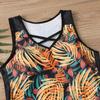 Women's Shoulder Strap Swimsuit Gradient Coconut Tree Print Bikini Tankini Swimsuit