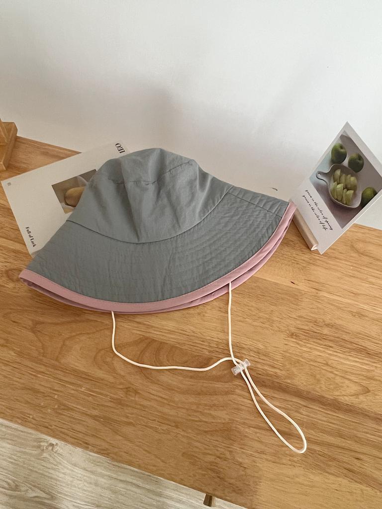 Light and quick-drying wide brim bucket hat Spring and summer camping windbreak rope Contrast color sun hat Sunscreen sunshade basin hat Children