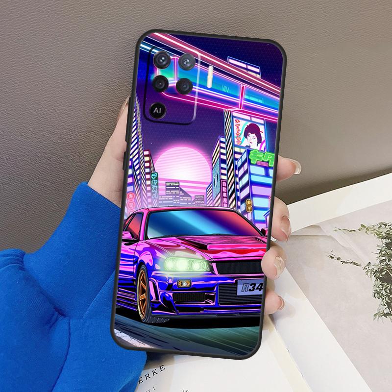 JDM Tokyo Drift Sports Car For OPPO Find X3 X5 Pro A9 A5 A31 2020 A15 A16 A52 A72 A1K A83 A91 A54 A74 A94 A53S Case