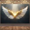1 Piece of 2D Golden Angel Wings Background Fabric with Flashing Lights and Grand Radiance - Suitable for Birthday Parties
