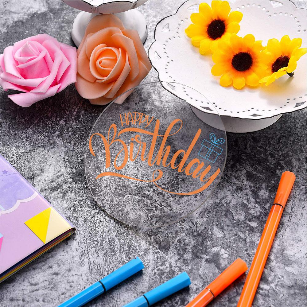 10/20 stk Runde Klare Akrylplater Gjennomsiktig Plexiplate/Glass Kakedekorasjon Design Blank Akrylskiver Kakedekorasjonsverktøy