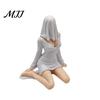 Decorative Seated Figurine Ghost Girl Hooded Sculpture, Ethereal Mysterious Statue, Gothic Whimsical Garden Ornament Queen Character Robe for
