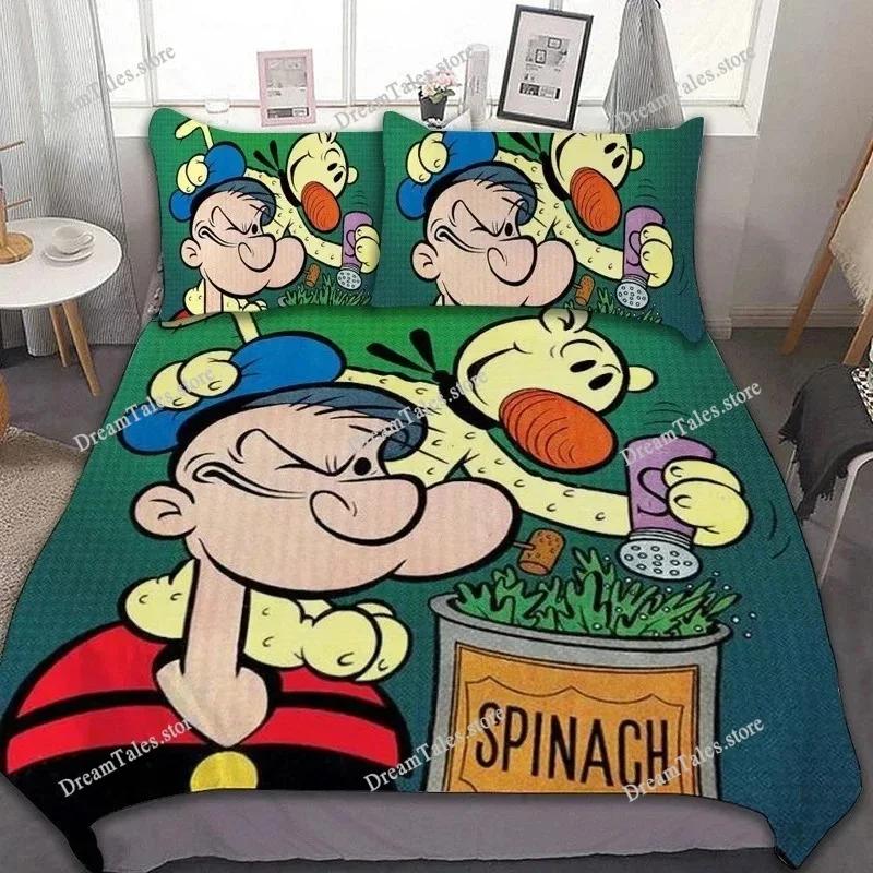 Exquisite 3D The Sailor Wallpaper Cartoon P-Popeyes Digital Printing Bedding Set Duvet Cover Comforter Bed Boys Girls Gift