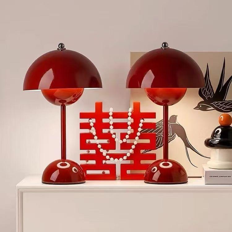 Maroon Bedside Wedding Lamps - Bridal Chamber Pair for Newlyweds, Dowry Gift