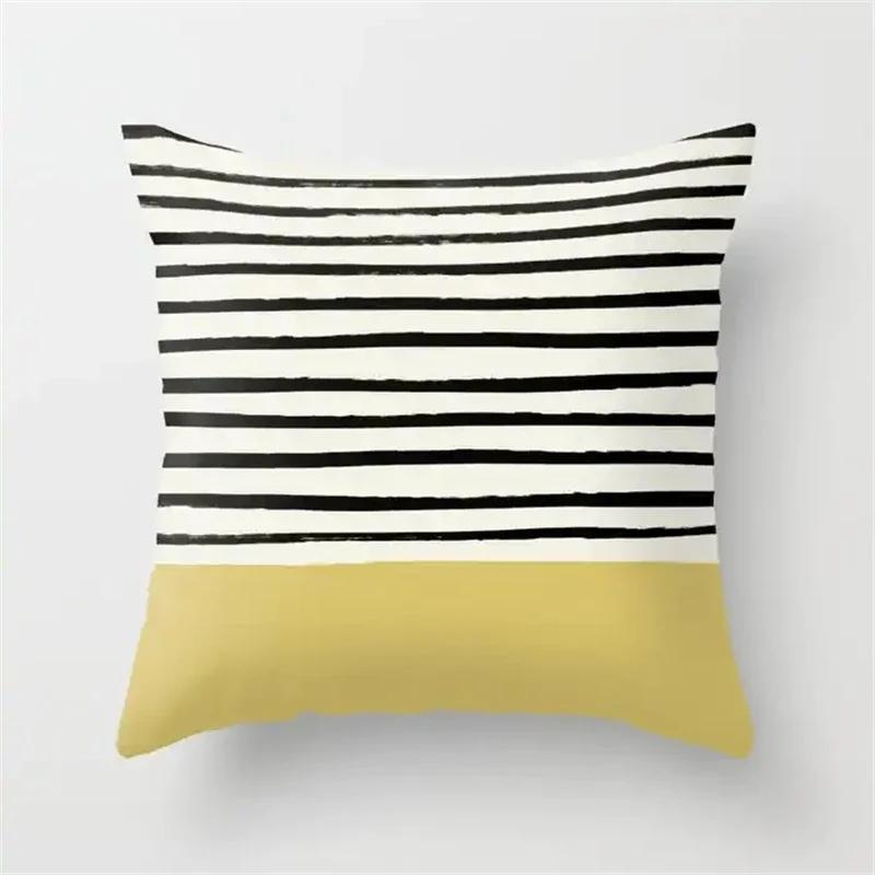 Nordic Light Pink Yellow Geometry Cushion Cover Abstract Art Polyester Pillowscase Simple Modern Couch Decorative Pillow Covers