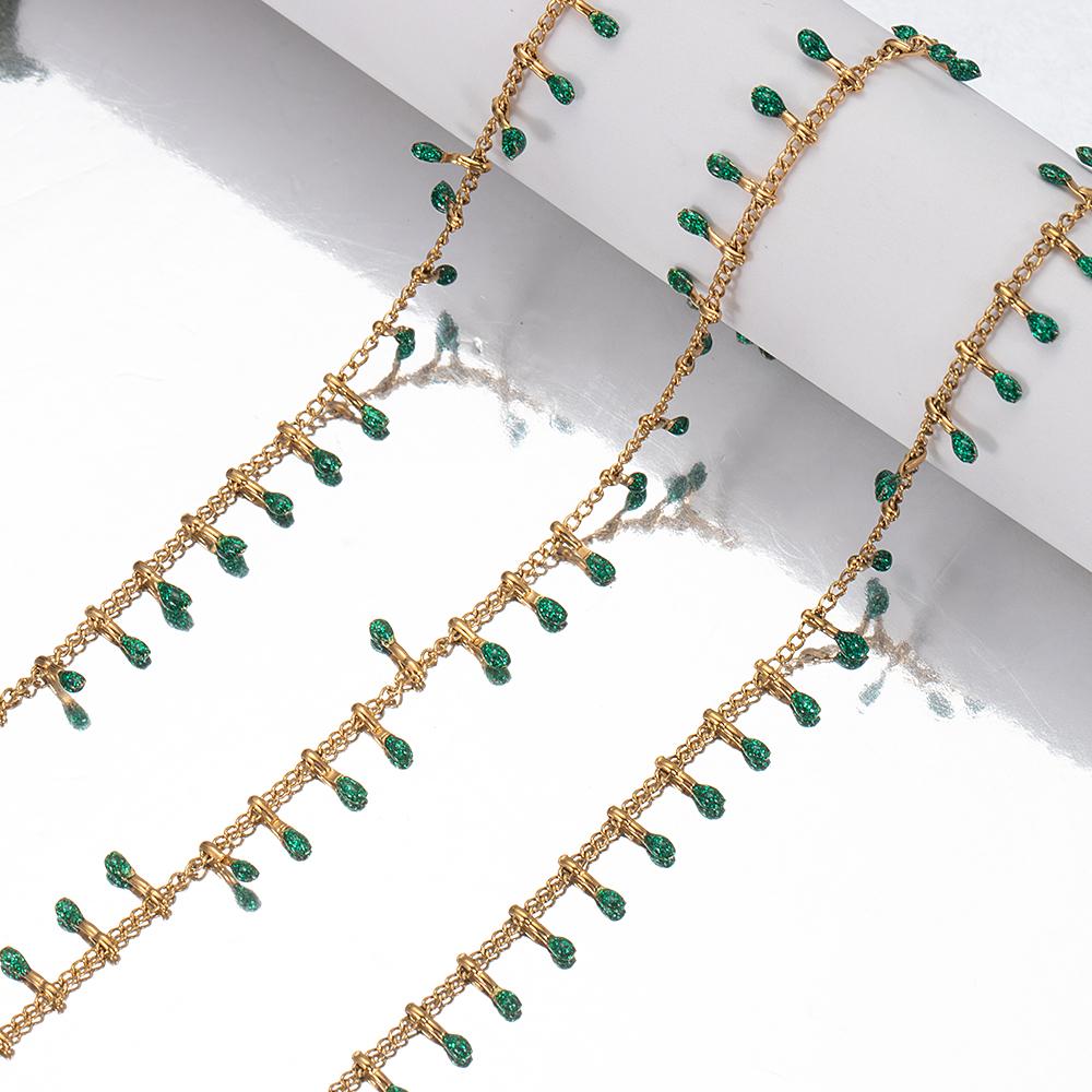 1Meter Colorful Enamel Heart Leaf Bead Chain Stainless Steel Gold Color Chain for DIY Clothing Jewelry Making Necklace Bracelet