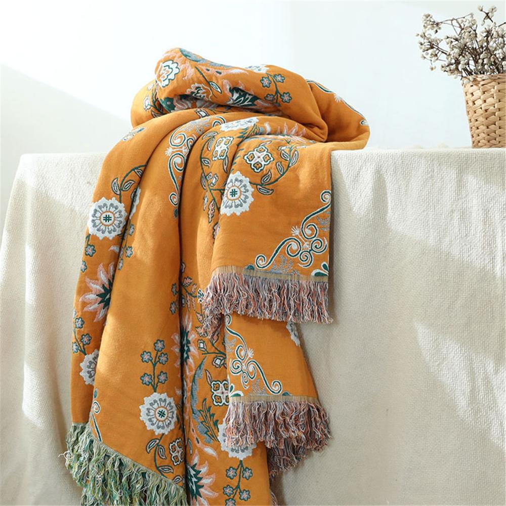 Double-Sided Jacquard Yarn-Dyed Sofa Towel, Cover Blanket, Cotton Gauze, High Quality, Four Seasons